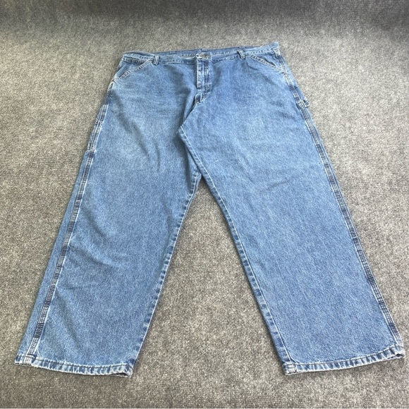 Wrangler Jeans Men's 42x30 Blue Carpenter Relaxed Fit Deep‎ Pockets Workwear - Picture 1 of 16